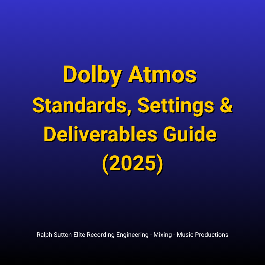 Dolby Atmos Standards, Settings & Deliverables Guide 2025 Tools and Resources Cover Image by Ralph Sutton Recording Engineer