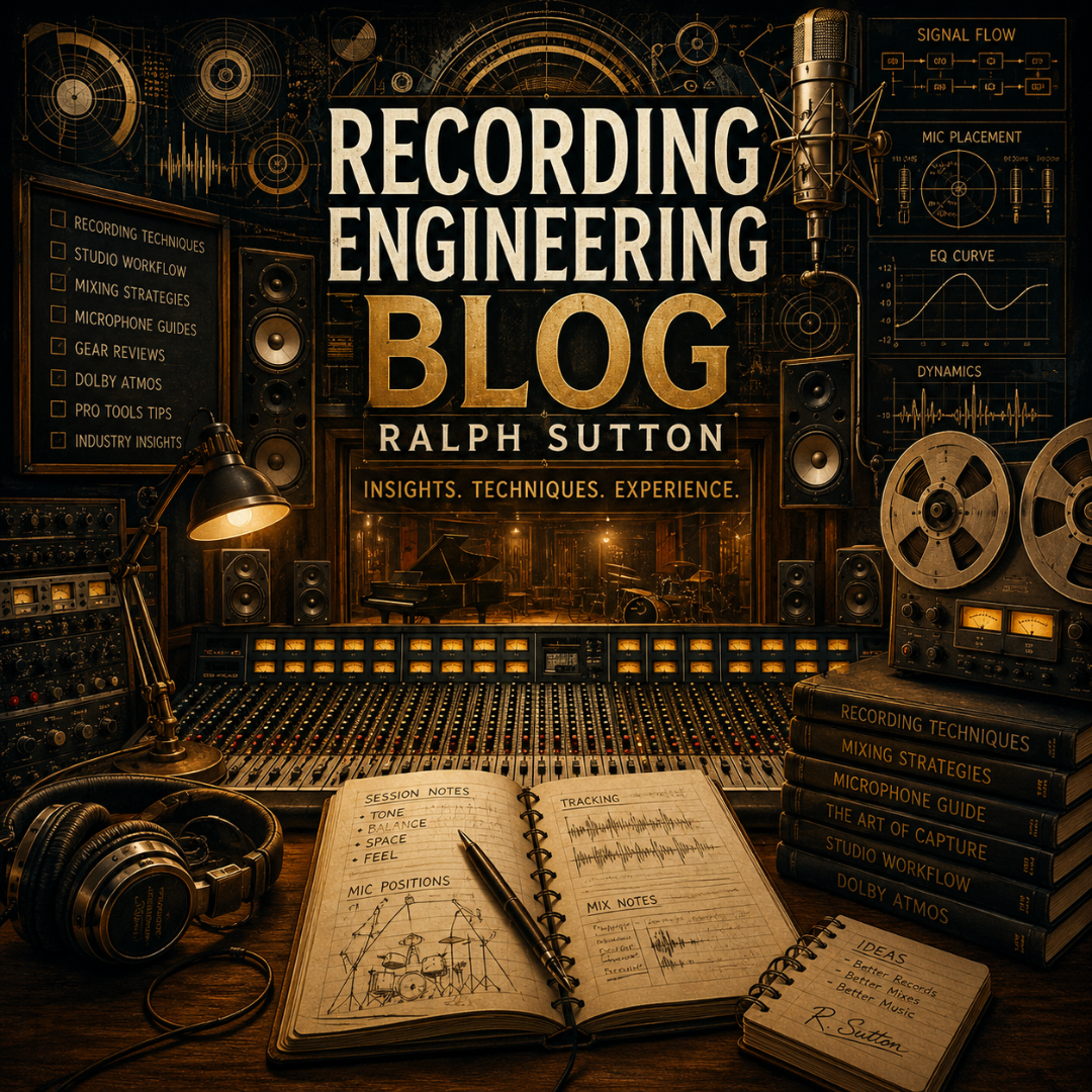 Ralph Sutton's Recording Engineering Blog featuring recording techniques, mixing strategies, Dolby Atmos production, microphone placement, studio workflow, and practical engineering insights.