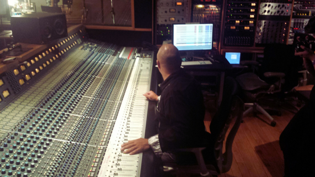 Ralph Sutton Discography featuring Ralph Sutton recording a rhythm section at EastWest Recording Studios in Los Angeles during a professional recording session.
