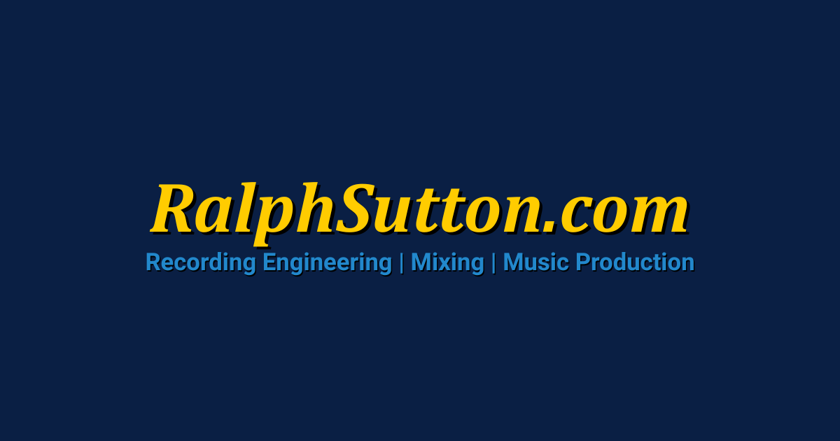 Ralph Sutton Recording Engineering Banner featuring RalphSutton.com in gold Cambria font on navy background, promoting Recording Engineering, Mixing, and Music Production services.
