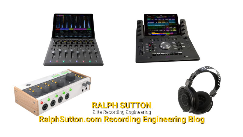 RalphSutton.com_Recording Engineering Blog_Upgrading My Project Studio Dolby Atmos Setup_Equipment (1) RalphSutton.com_Recording Engineering Blog_Upgrading My Project Studio: Dolby Atmos Setup_Equipment Audio-Technica ATH-R70xa Open-back Reference Headphones, Avid S1 EUCON Desktop Control Surface, Avid Pro Tools Dock Control Surface, Universal Audio Volt 476P USB Recording Studio