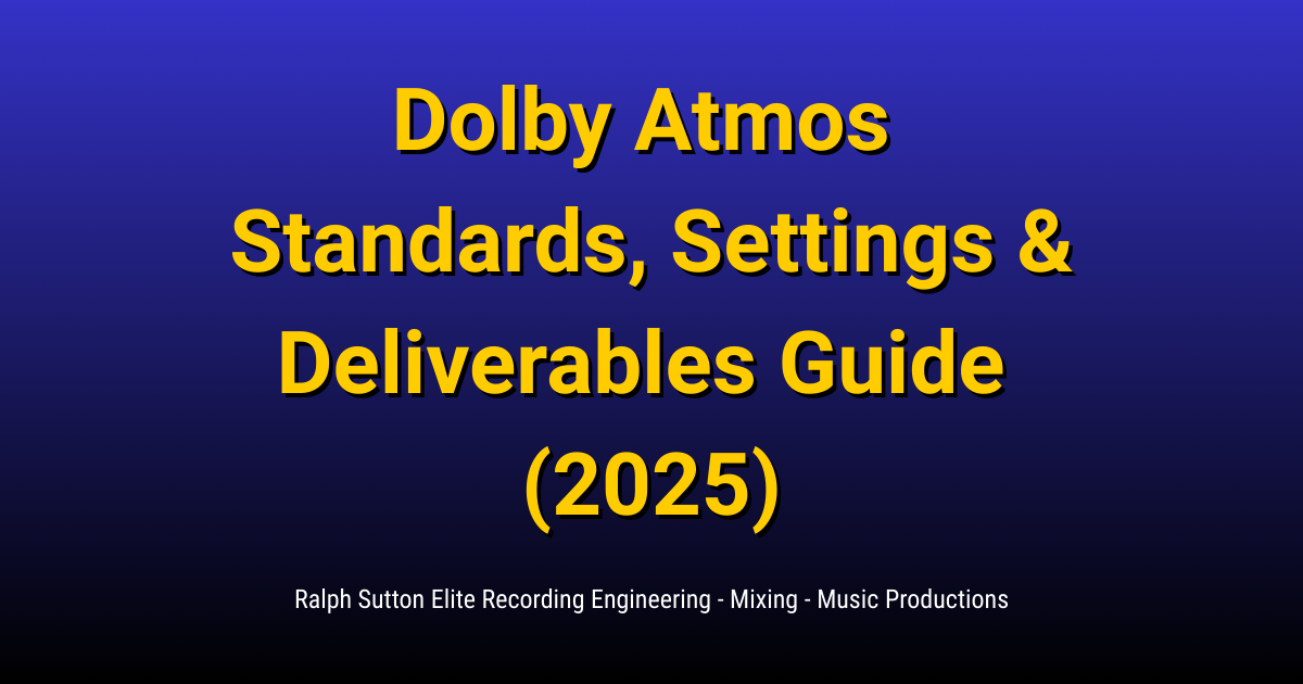 Dolby Atmos Standards, Settings & Deliverables Guide 2025 by Ralph Sutton | RalphSutton.com